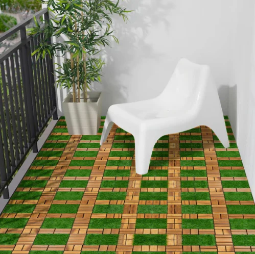 Artificial Grass Wooden Tiles 30cm X 30cm | Pack of 10 Tiles | Free Shipmentsy y u - Image 2