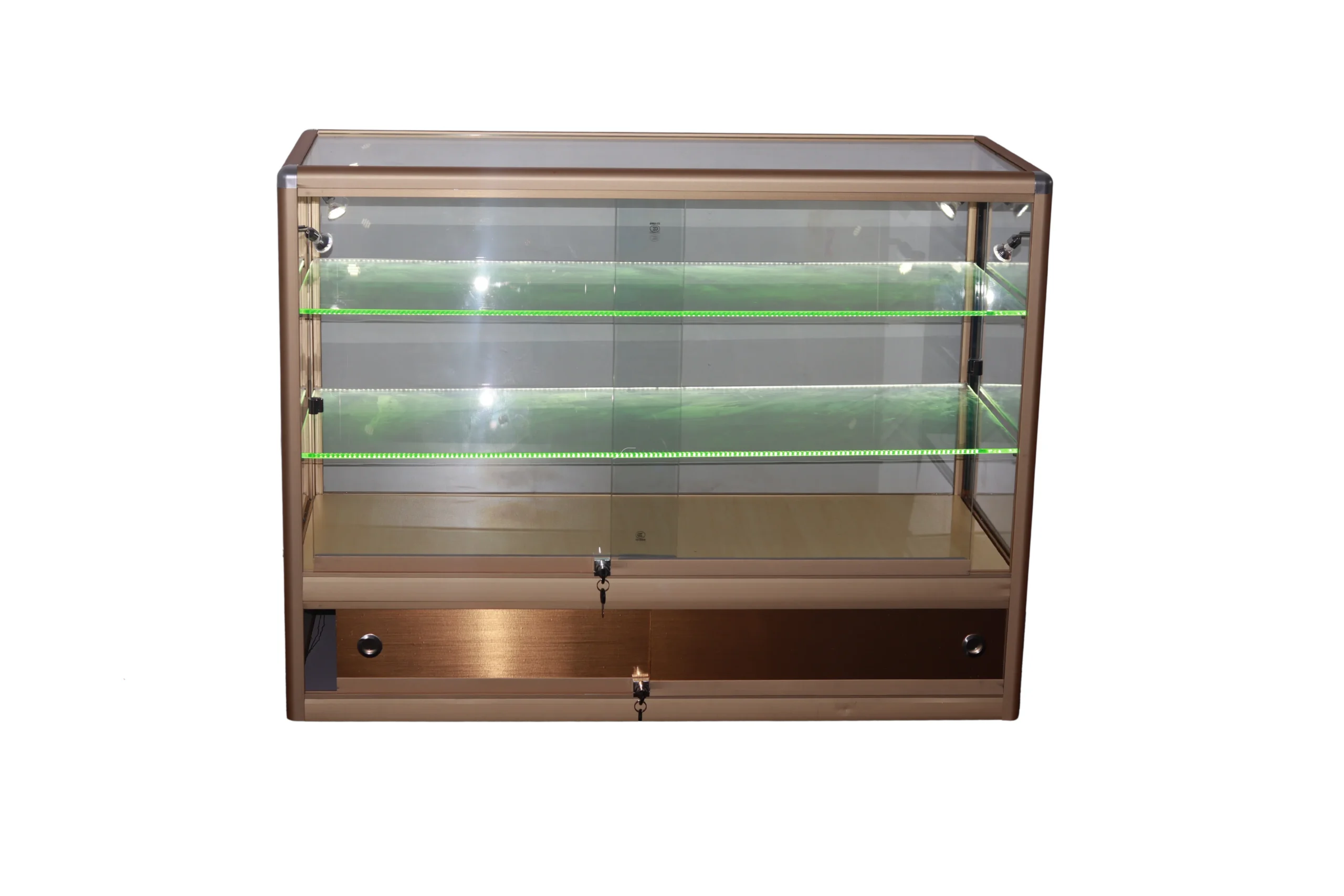 Premium Glass Counter with LED Lights, Locks, and Spotlights L 120cm x W 45cm x H 96cm - Image 6