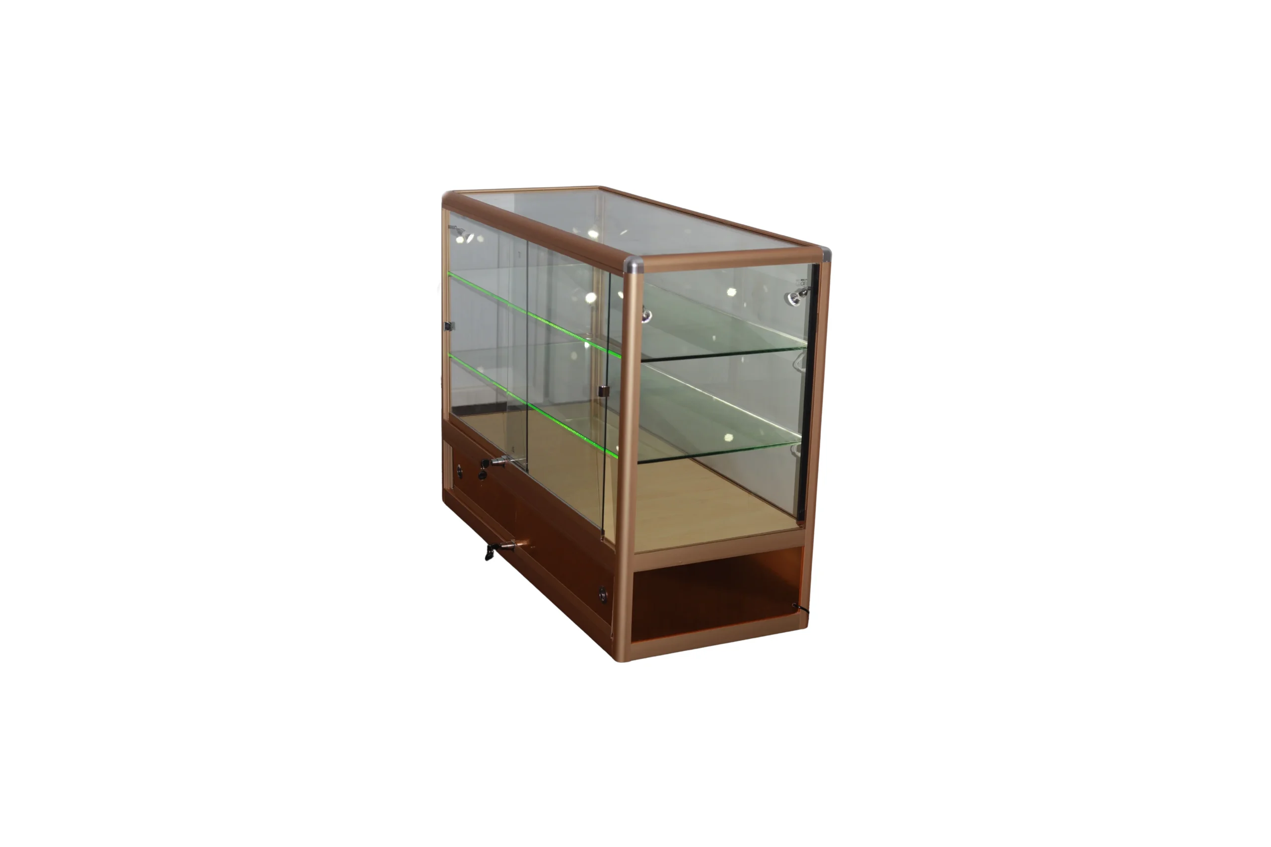 Premium Glass Counter with LED Lights, Locks, and Spotlights L 120cm x W 45cm x H 96cm - Image 7