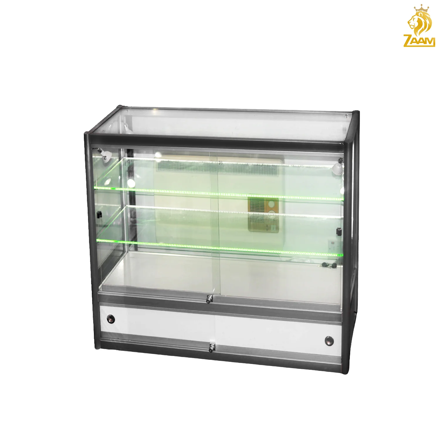 Premium Glass Counter with LED Lights, Locks, and Spotlights L 120cm x W 45cm x H 96cm - Image 3