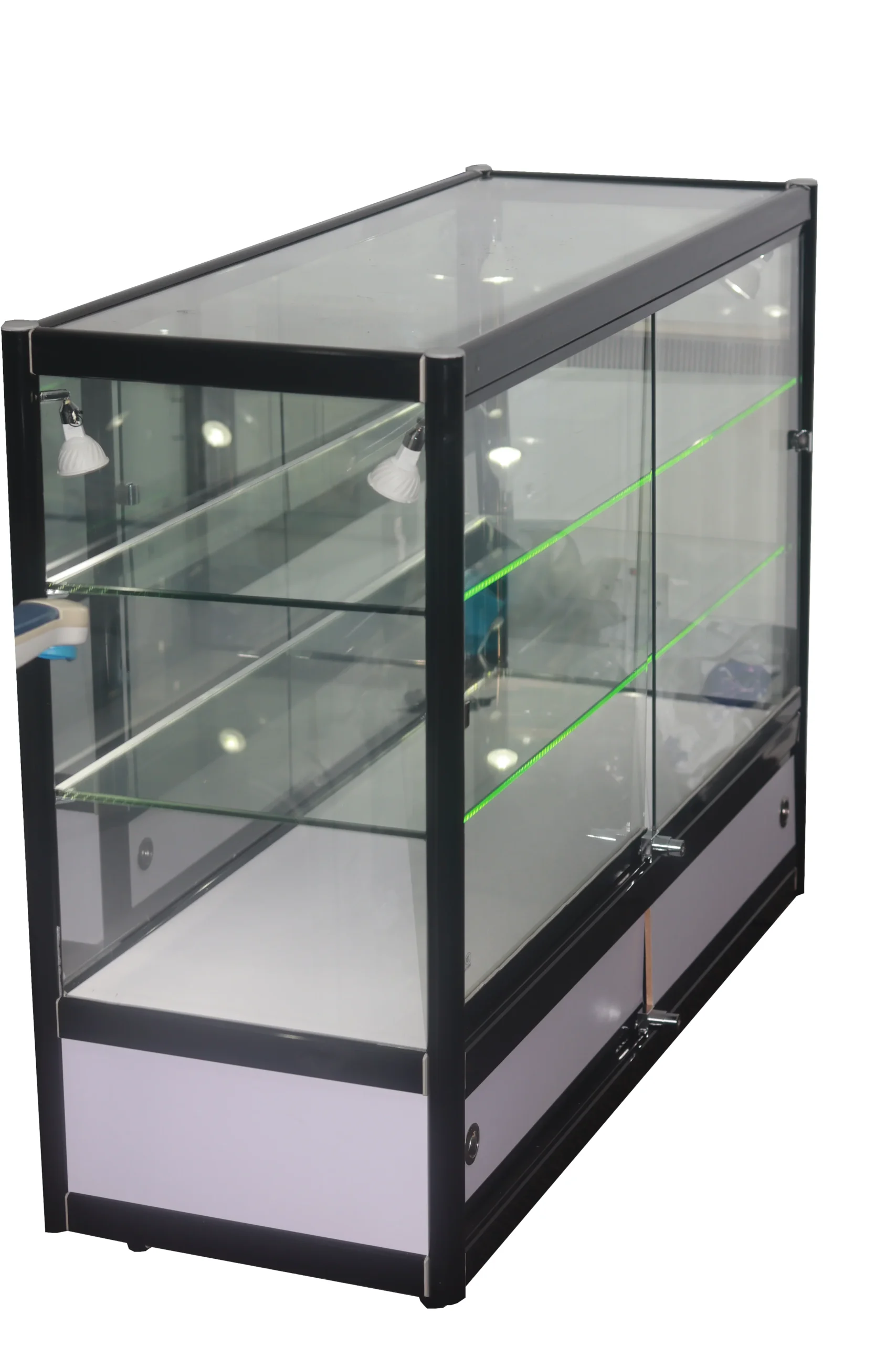 Premium Glass Counter with LED Lights, Locks, and Spotlights L 120cm x W 45cm x H 96cm - Image 10